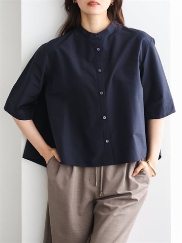 立領A字傘狀襯衫(海軍藍(57)/38)