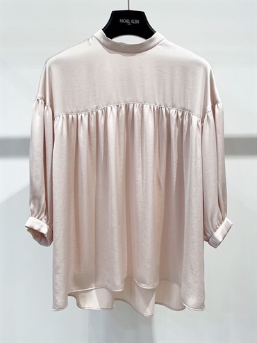 打褶設計立領襯衫(淺粉紅色(01)/38)