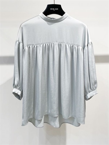 打褶設計立領襯衫(淺綠色(31)/38)