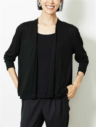 短版開襟罩衫[冷房對策](黑色(94)/38)
