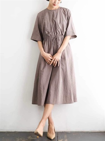 抽皺尼龍洋裝(棕色(87)/38)