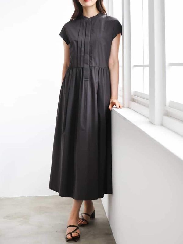 法式袖傘襬洋裝(棕色(87)/38)