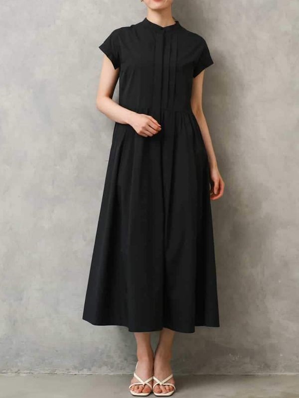 法式袖傘襬洋裝(黑色(94)/38)