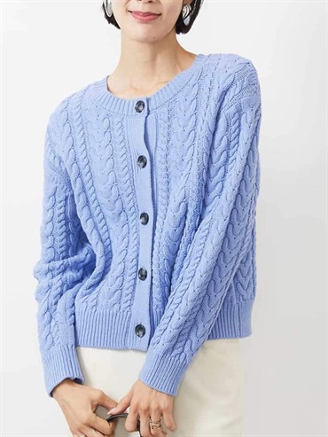 麻花針織開襟衫[2WAY]