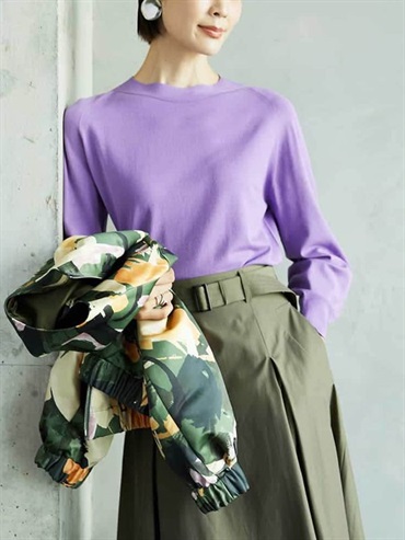 瓶口領針織上衣[無接縫/日本製](紫色(63)/38)