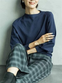 瓶口領針織上衣[無接縫/日本製]