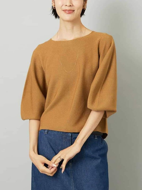 金蔥針織上衣[無接縫/日本製](駝色(84)/38)