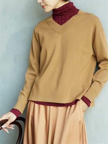 V領針織上衣(駝色(83)/38)