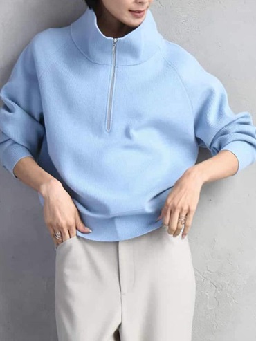 半開襟針織上衣(天藍色(50)/38)