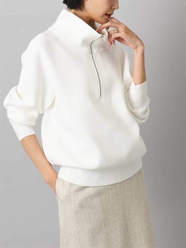 半開襟針織上衣(白色(90)/38)
