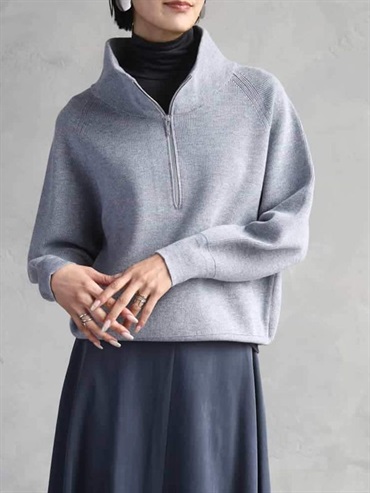 半開襟針織上衣