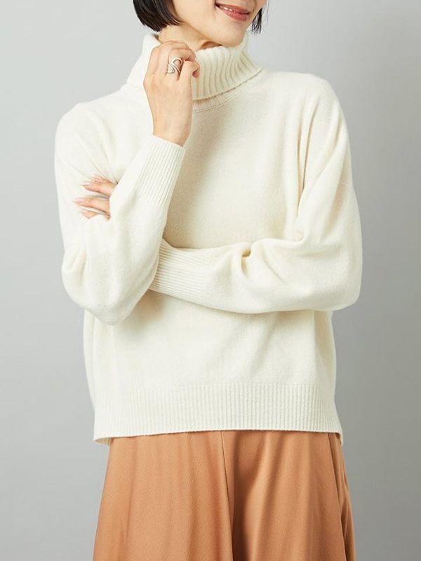 【經典】高領針織上衣[日本製](米白色(80)/38)