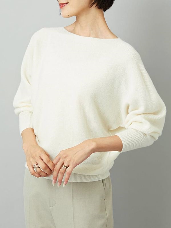 【經典】無接縫連袖針織[日本製](米白色(80)/38)