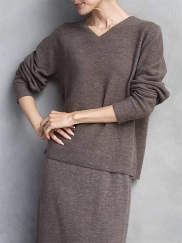 V領針織衫[日本製](棕色(17)/38)