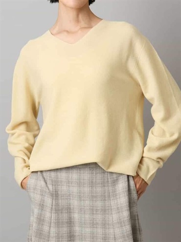 V領針織衫[日本製](淺黃色(20)/38)