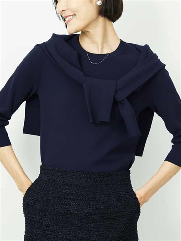 合身圓領針織衫[成套搭配](海軍藍(57)/38)