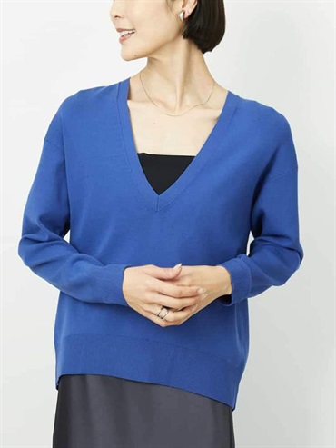 V 領針織上衣(藍色(55)/38)