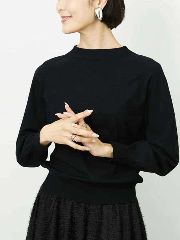 瓶口領針織衫[無接縫/日本製](黑色(94)/38)