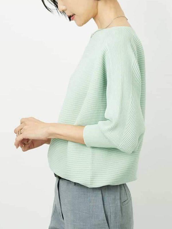 【經典】連袖針織衫[無接縫/日本製](淺綠色(30)/38)