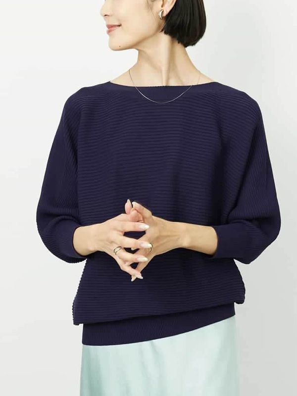 【經典】連袖針織衫[無接縫/日本製](海軍藍(57)/38)