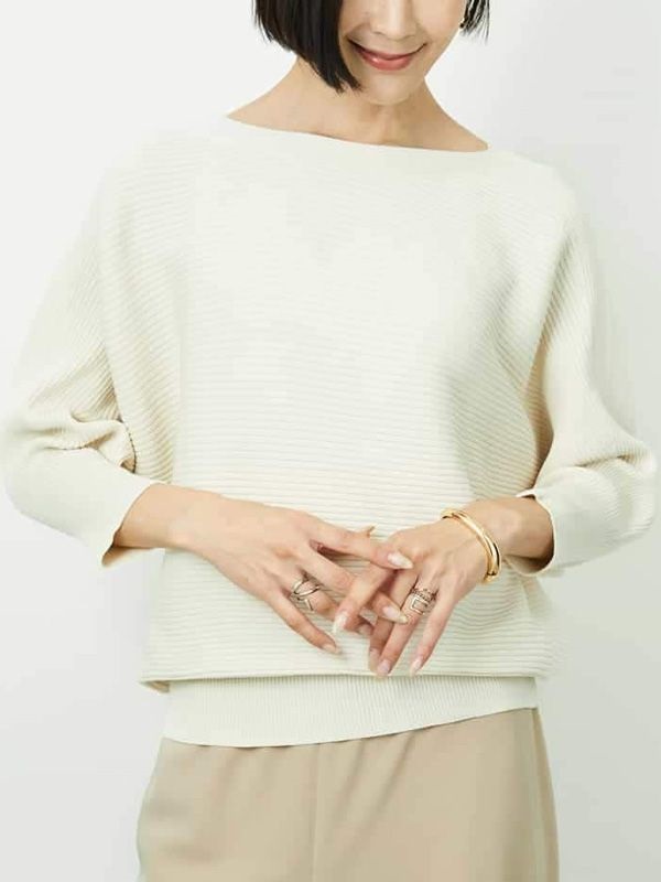 【經典】連袖針織衫[無接縫/日本製](米白色(80)/38)