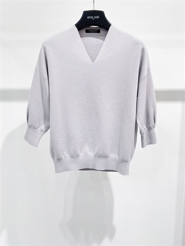 V領優美上衣(淺灰色(91)/38)