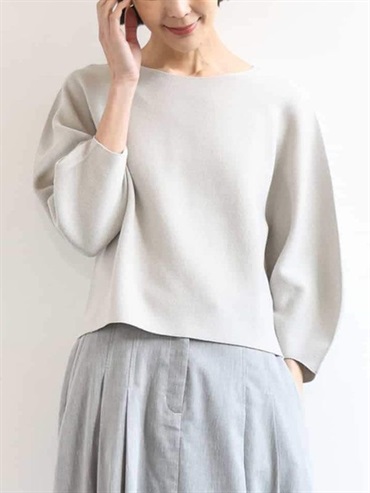亮絲泡泡袖針織衫[無接縫/日本製](米白色(81)/38)