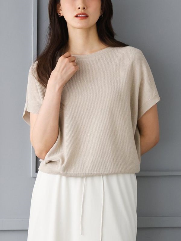 法式袖針織衫[無接縫/日本製](米色(82)/38)