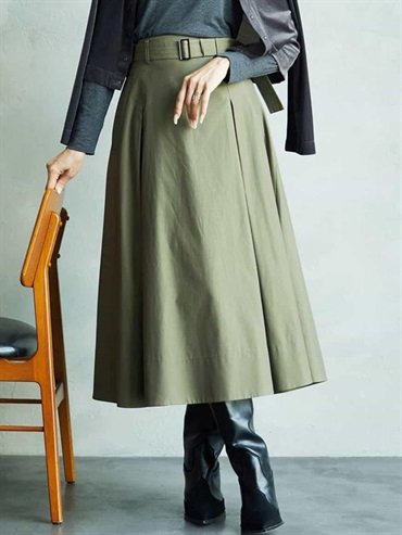 軍風打摺A字裙(綠色(36)/38)
