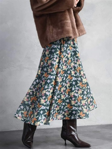 復古花卉印花長裙(綠色(35)/38)