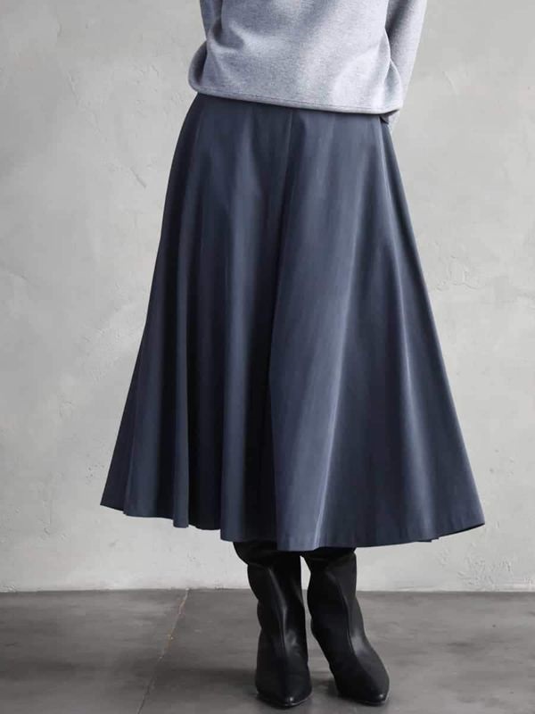 復古斜紋喇叭長裙(深灰色(93)/38)