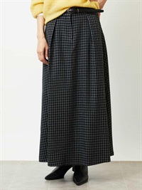 中長版格紋A字裙