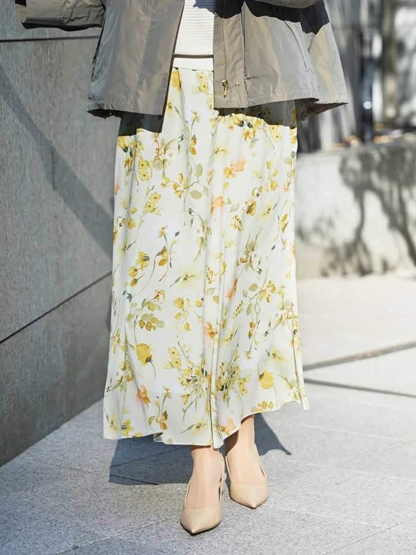 花卉圖騰半魚尾長裙(淺黃色(20)/38)