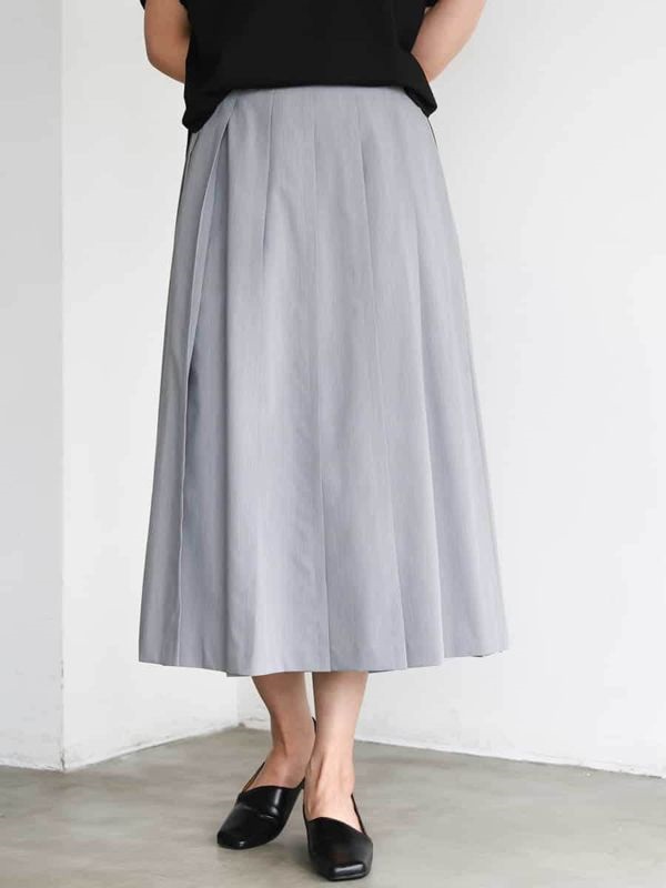 百褶長裙[成套搭配](灰色(92)/38)