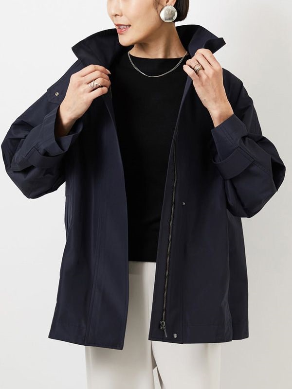 中長版立領輕量外套[防潑水]
