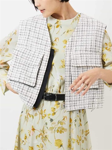 花式粗花呢漁夫風背心(米白色(80)/38)