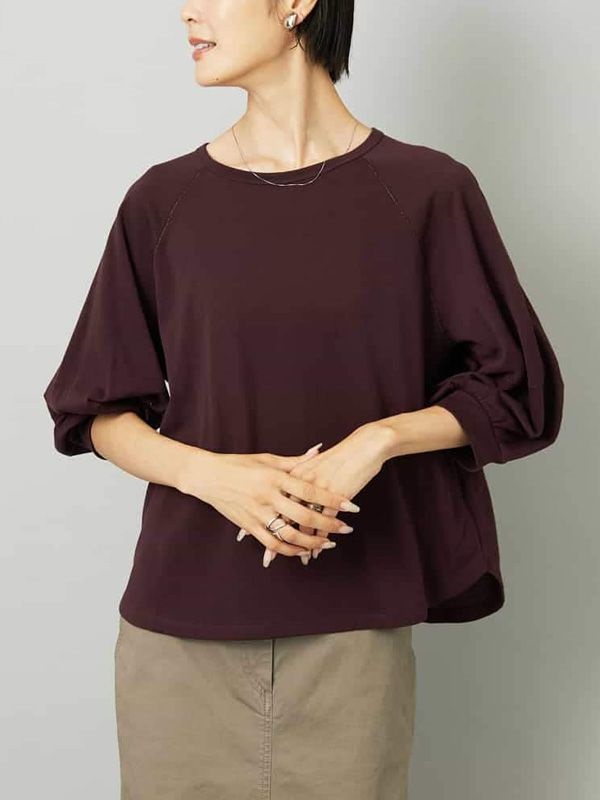 毛圈布亮片裝飾微透膚衛衣(酒紅色(77)/38)