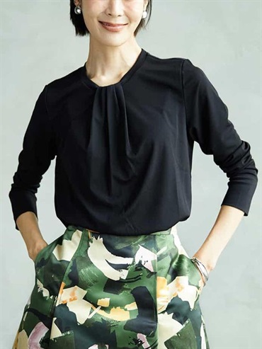 蝴蝶結領風格上衣[日本製](黑色(94)/38)