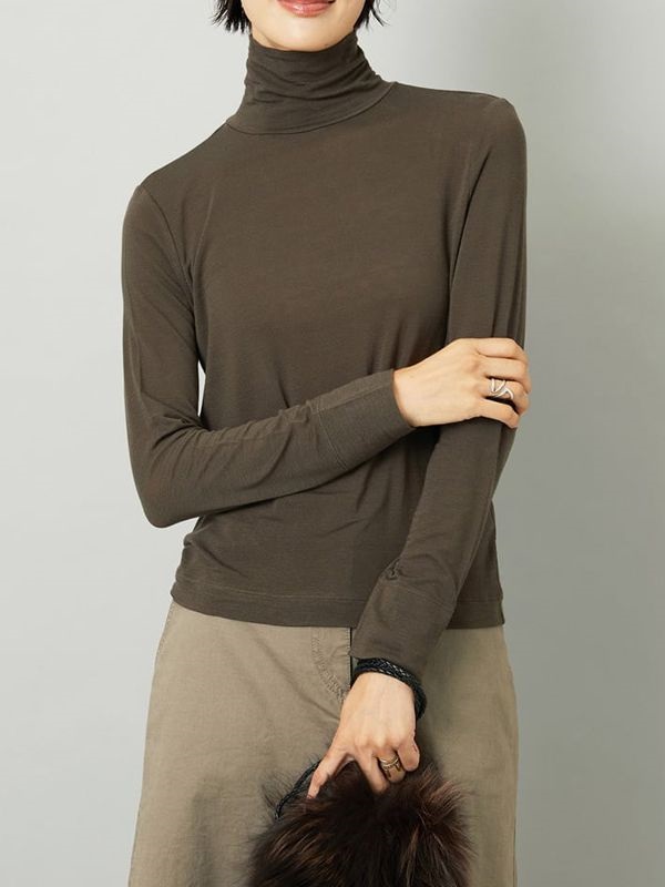 透膚高領上衣(咖啡色(17)/38)