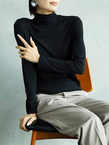 透膚高領上衣(黑色(94)/38)