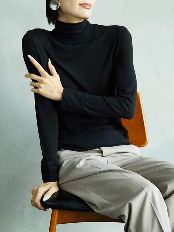 透膚高領上衣(黑色(94)/38)