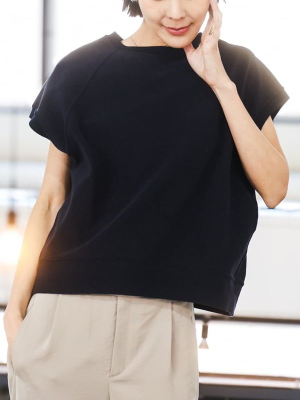 有機棉法式袖上衣(海軍藍(57)/38)