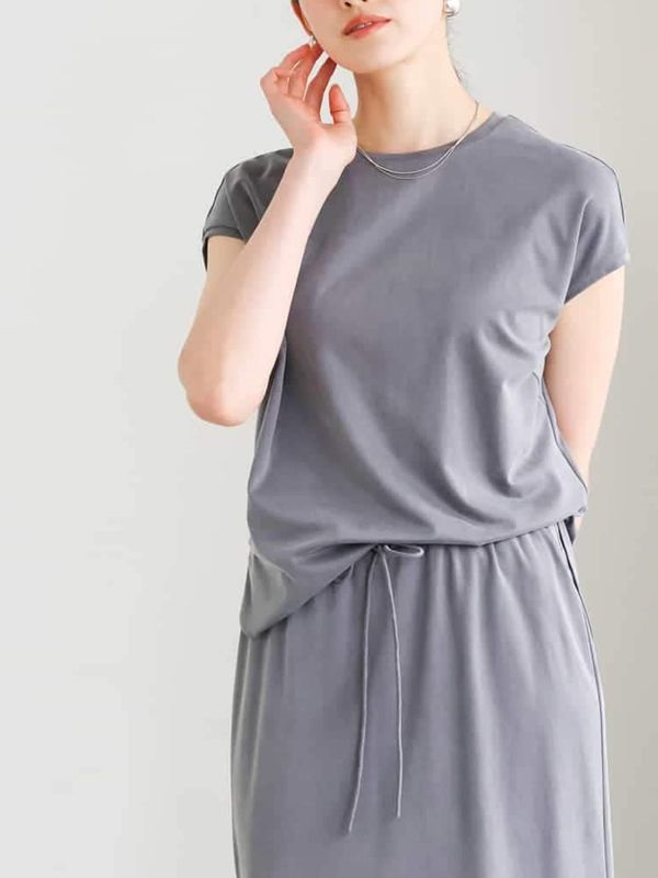 復古緞面T型上衣[成套搭配](深灰色(93)/38)