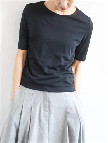 無縫線五分袖上衣[機能遮熱素材](黑色(94)/38)