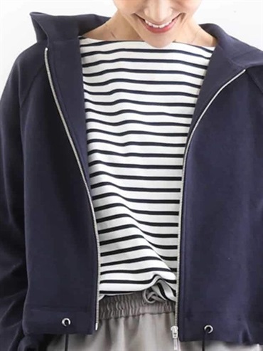 抓褶設計巴斯克條紋T恤[日本製](黑色(94)/38)