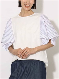 異素材拼接袖上衣
