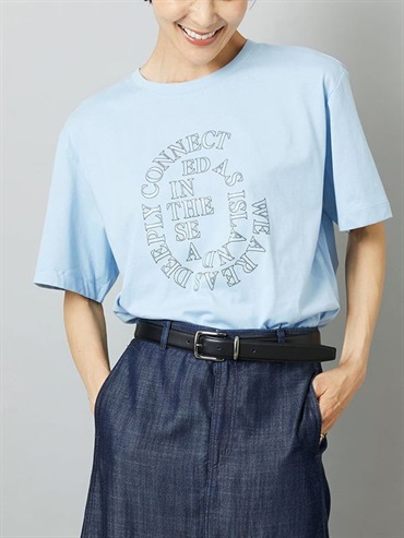 透明箔印花T恤(天藍色(50)/38)