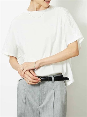 三重透膚格紋拼接上衣[成套搭配](白色(90)/38)