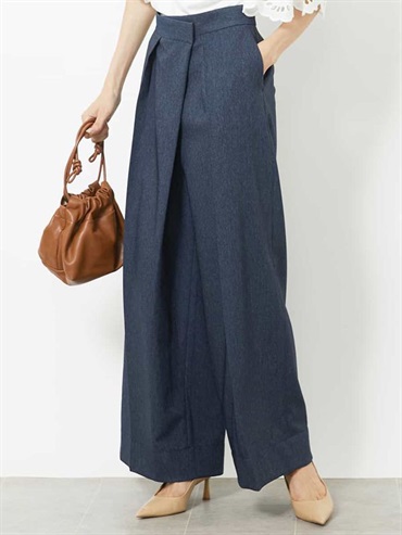 仿丹寧圍裹式長褲[日本製]