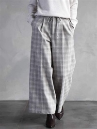 2WAY彈性格紋寬褲